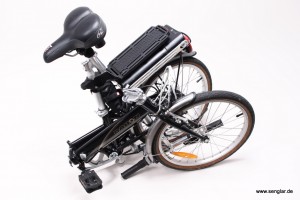 Kleiner geht´s kaum, das Dahon mit kompletten Senglarantrieb fertig zum Transport